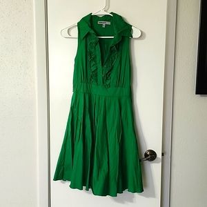 Bailey Blue Ruffle and button bust green pinup rockabilly dress, small